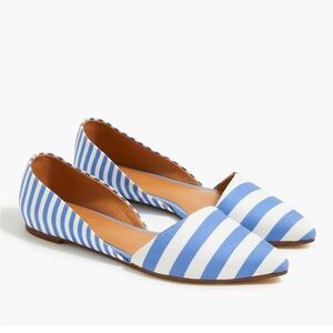 J Crew Zoe O’Darcy‎ blue and white striped pointy toe flats